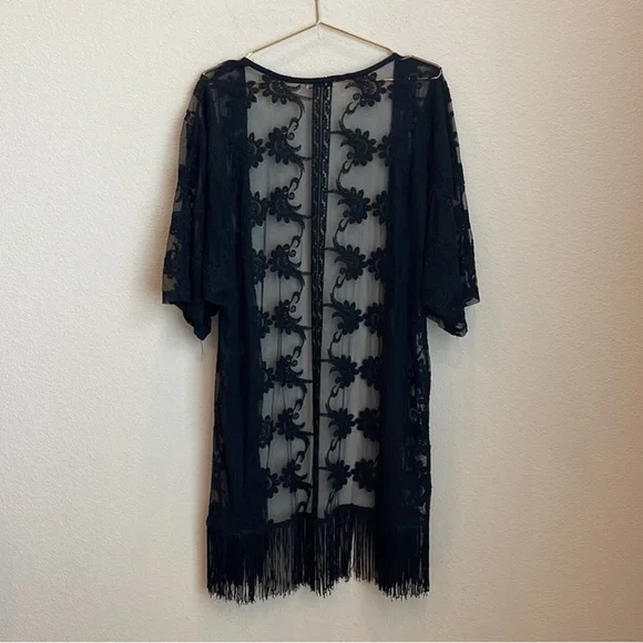 Dex Sheer Fringe Lace Kimono Size Large - Picture 8 of 8